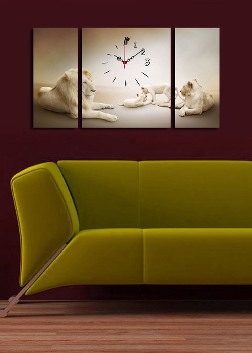 Wallity Reloj de Pared Decorativo de Lienzo Multicolor (3 Piezas)